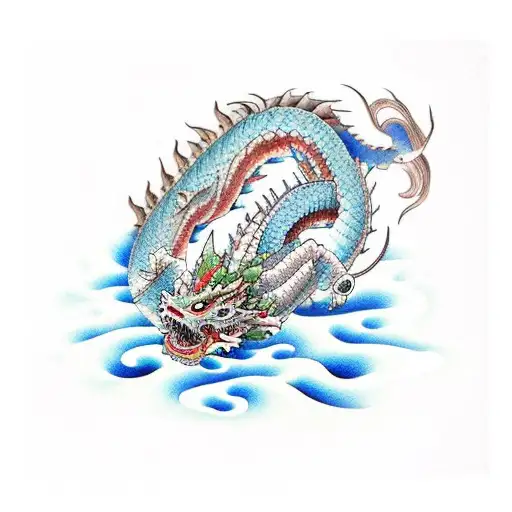 A Japanese Dragon Swimming Among Marine Animals In An Aquarium