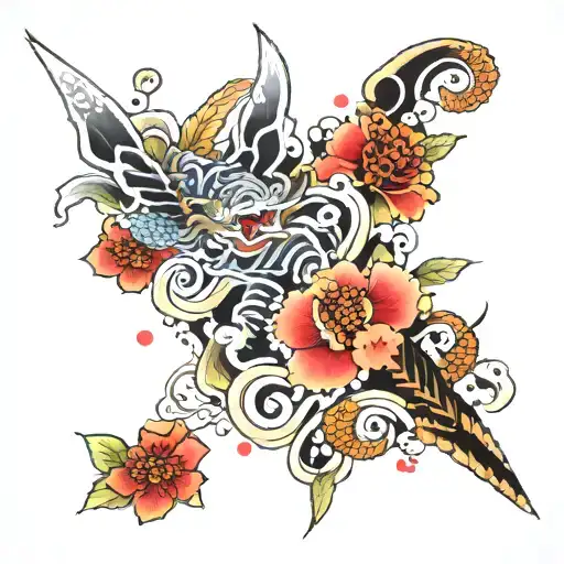 Scroll And Petals Falling