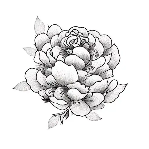 Trailing Off Shoulder With 2 Peonies And 1 Rose