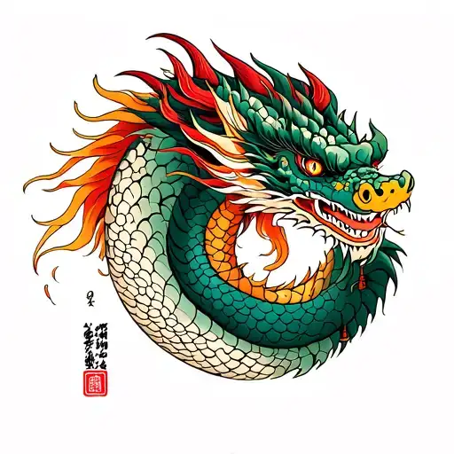 Dragon With Nude Geisha