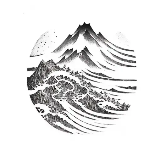 A Film Reel Unraveling Into A Mountain Range Silhouette