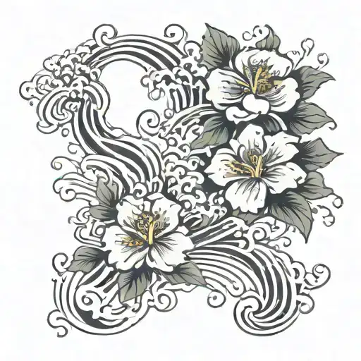 Flowers With Water Waves