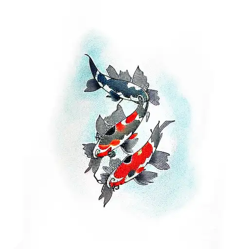 Four Koi Fish On A Full Sleeve On Right Arm