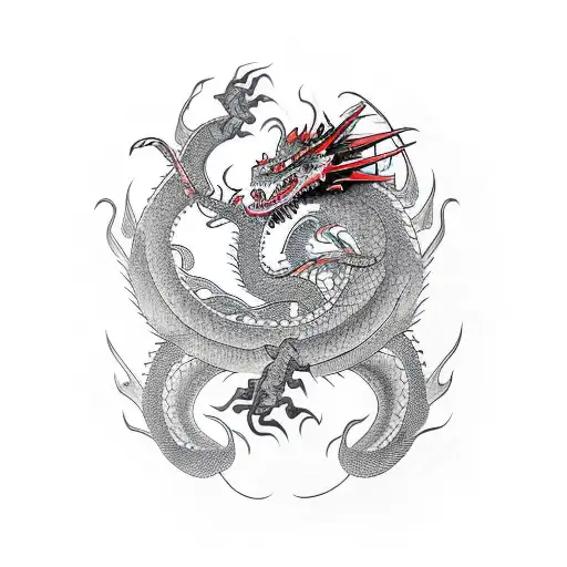 Dragon With Crossed Katana