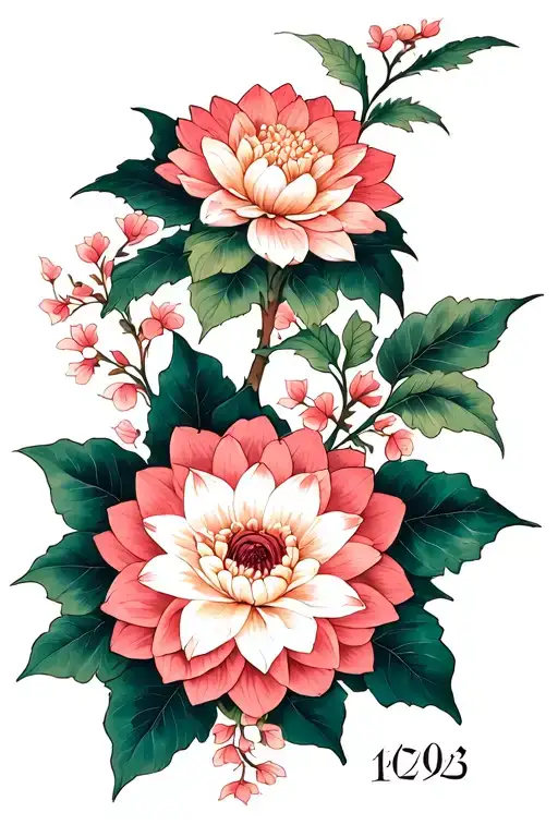 Sampaguita Flower And Dahlia Flower With Date