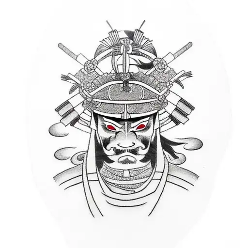 Japonese Samurai With Flowers