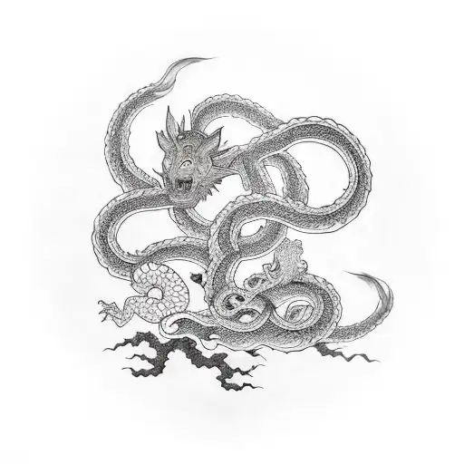 Jormungandr Wrapping Around Yggdrasil