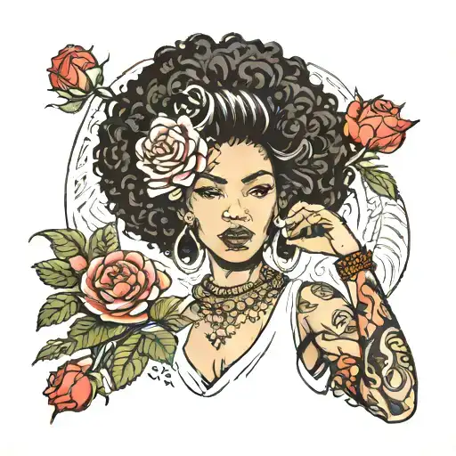 Eritrean Woman Afro Holding A Rose