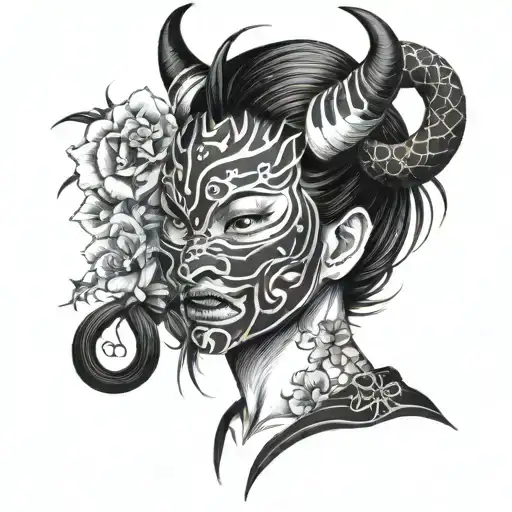 Girl In A Demon Mask