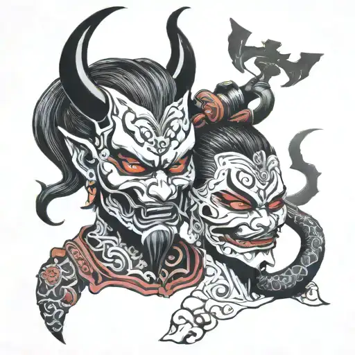 Demon And Girl In Mask