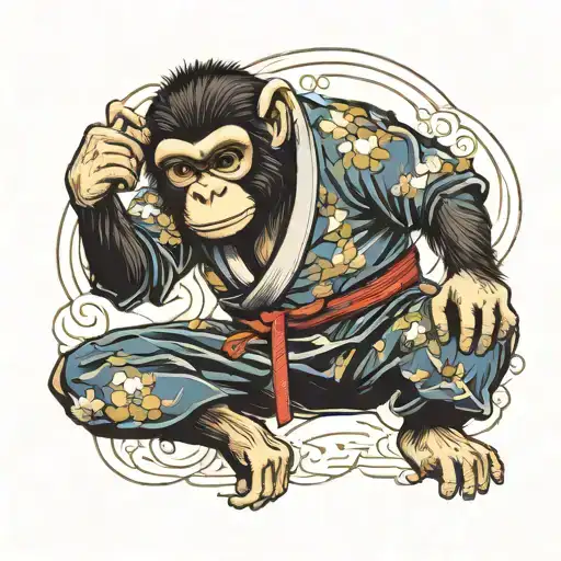 Brazilian Jiu Jitsu Monkey In Kimono