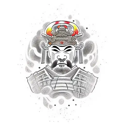 Samurai Cuerpo Completo Con Elementos Cristianos