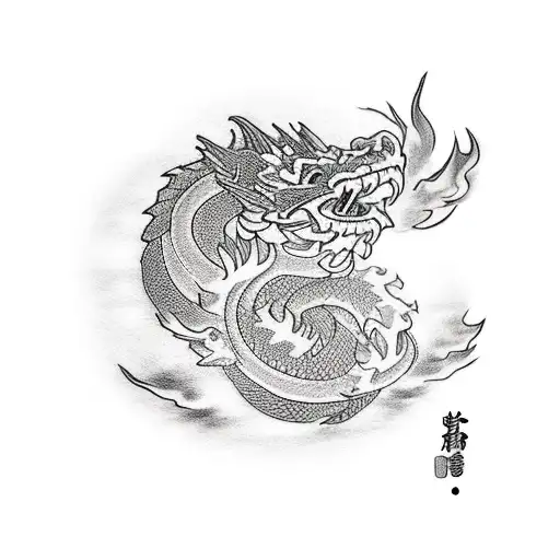 Shoulder Tattoo Of A Dragon Breathing Fire And Phoenix