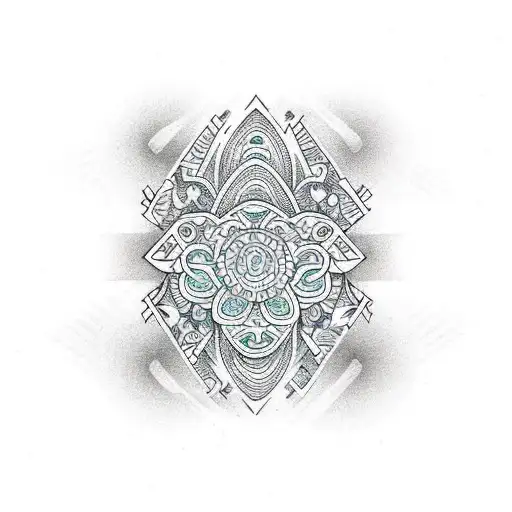 Hawaiian Style Tribal With Ocean Waves For Forearm With More Triangles