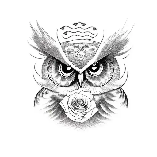 Owl With A Rose With A Letter R