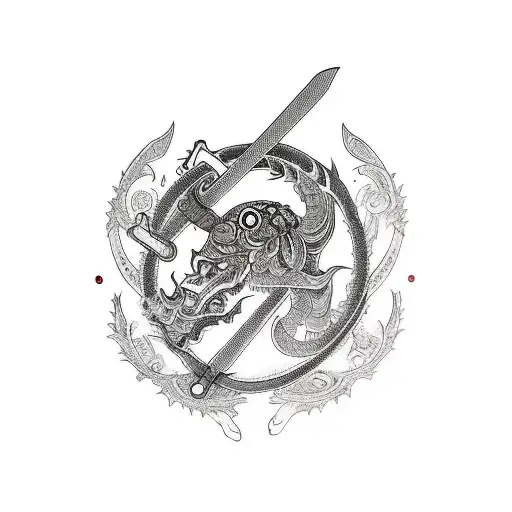 Sword In Back Shoulder With Red Blood