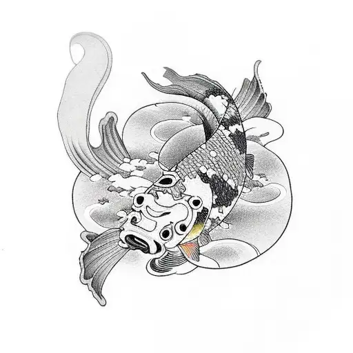 Japanese Style With Koi Fish And Cherry Blossoms