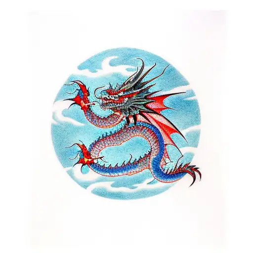 Red Dragon Holding The World