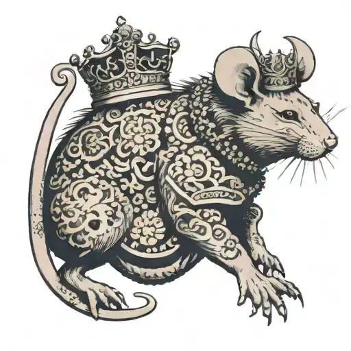 Rat Wearing A Crown Sitting On A Throne