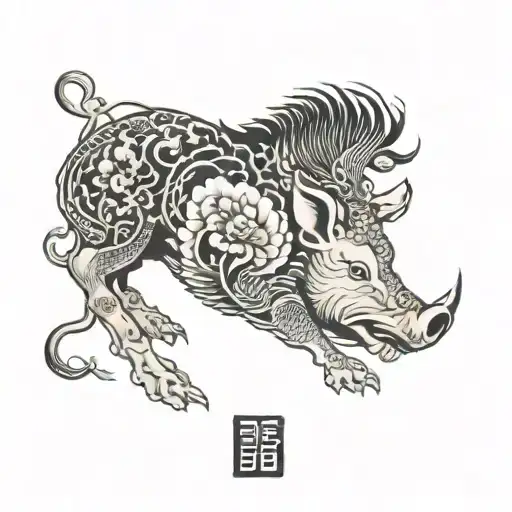A Chinese Zodiac Boar And Rat Wearing