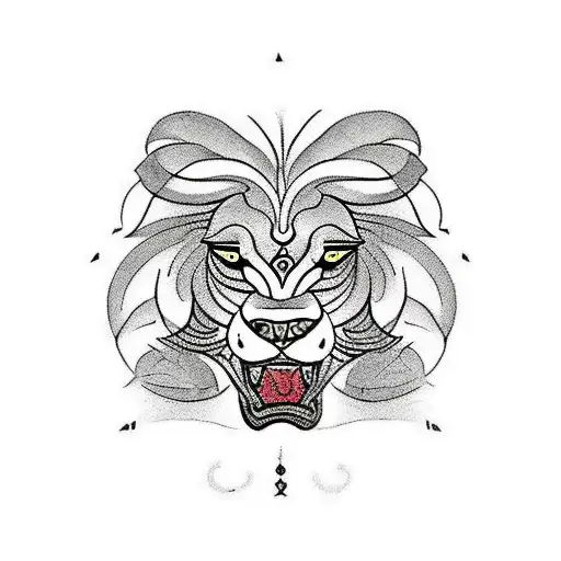 Incorporate Elements Of Srilankan Murals Into A Lion Tattoo Design