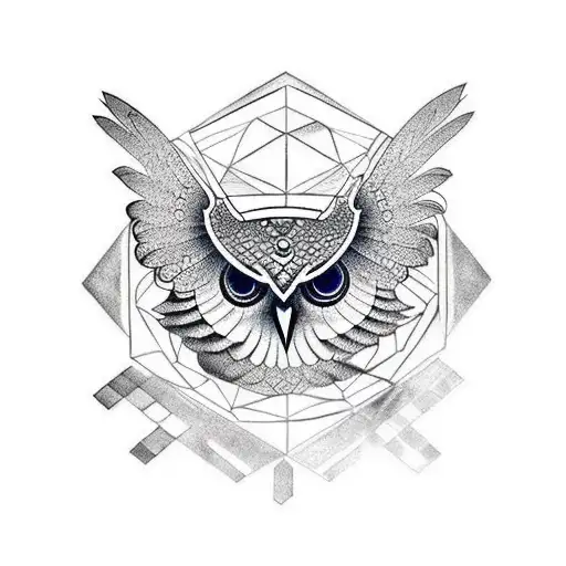 An Owl With Open Wings And With Geometrical Shapes The Body And The Wings