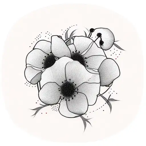 Poppys And Cherry Blossomsnin Circle