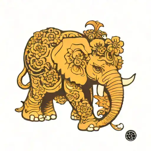 Halloween Themed Tattoo Incorporating Elephant