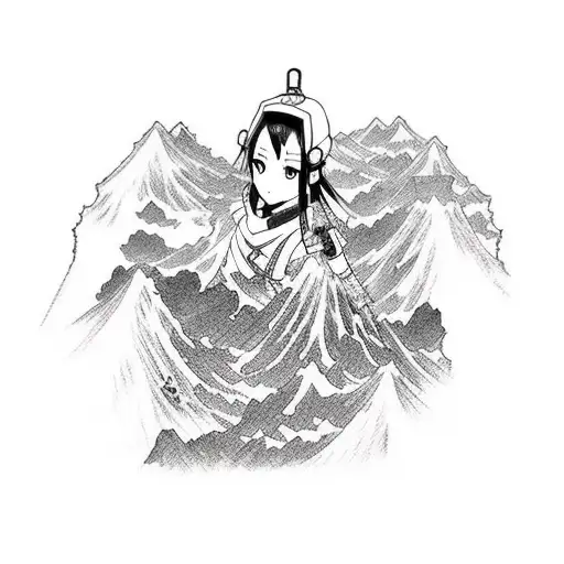 Anime Character Climbing A Mountain