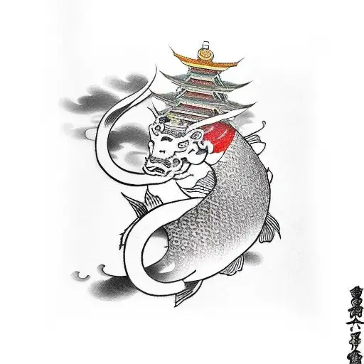 Japanese Samurai With Japanese Temple And Koi Fish Sleeve