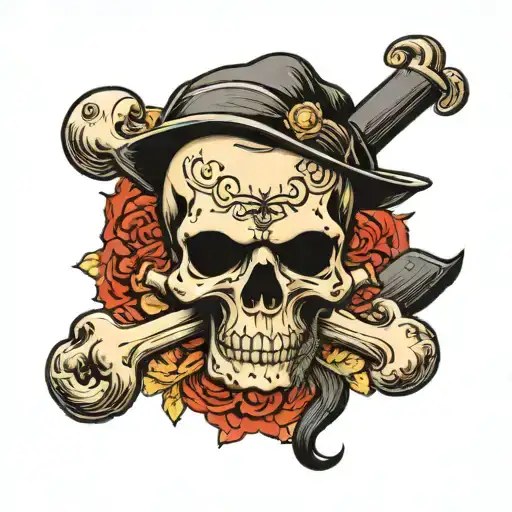 A Skull With A Mustache And Crossbones