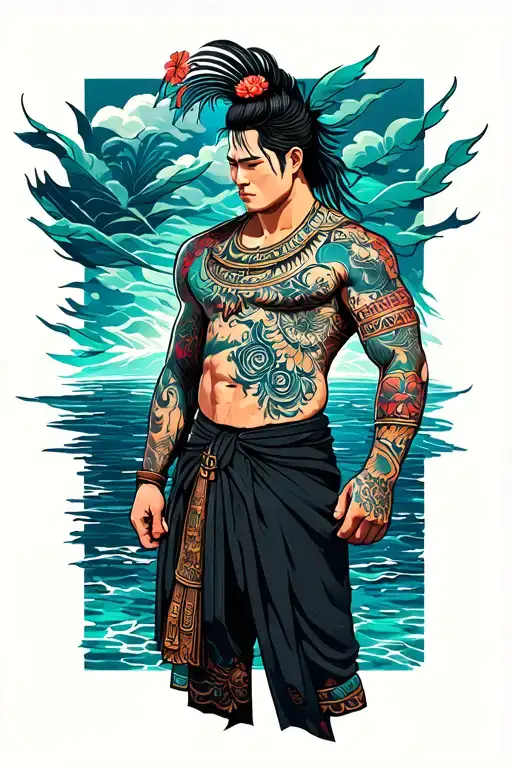 Lower Arm Half Sleeve Protection Polynesian Tattoo Men