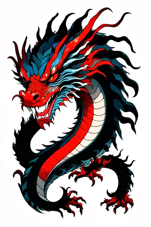 A Realistic Red Dragon Irezumi Style Sleeve