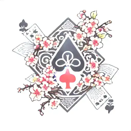 Sakura Tree With Poker Cards