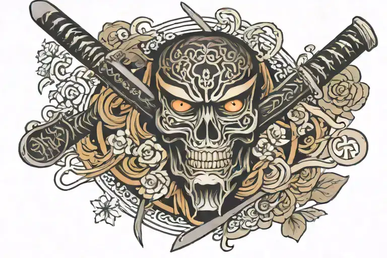 Eyes Inside Katana Sword With Till Death Do Us Part In Japanese