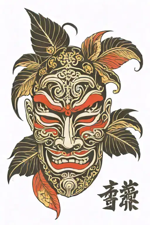 Japanese Mask With Filipino Tribal Patterns