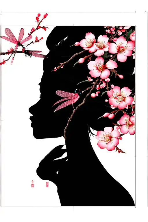 Dragonfly Cherry Blossom Branch