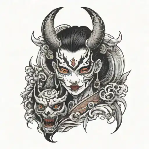 Girl With Demon Mask