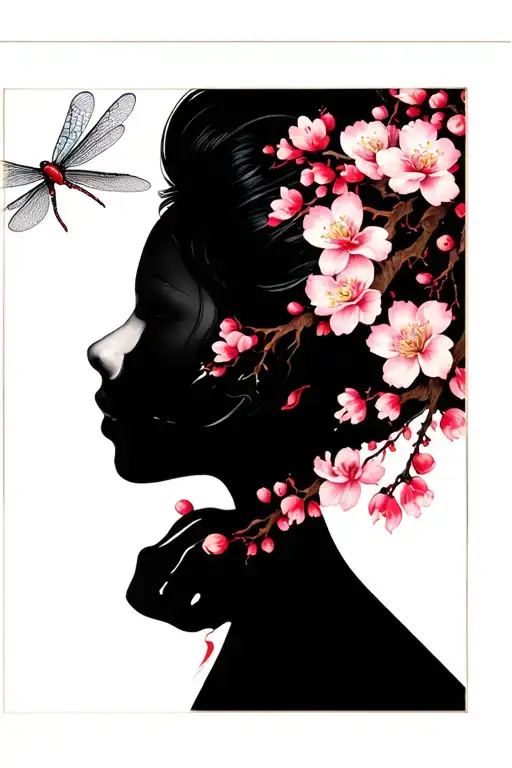 Dragonfly Cherry Blossom Branch