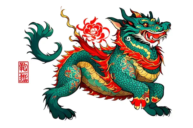 Fu Dog Wrapped Togeather With Dragon