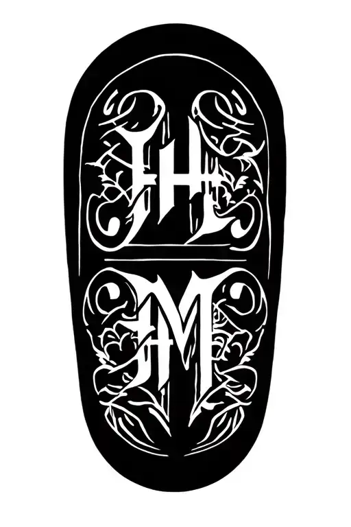 Alphabets H And M In An Ancient Symbol Style Tattoo Featuring