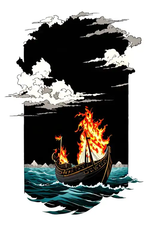Viking Boat On Fire