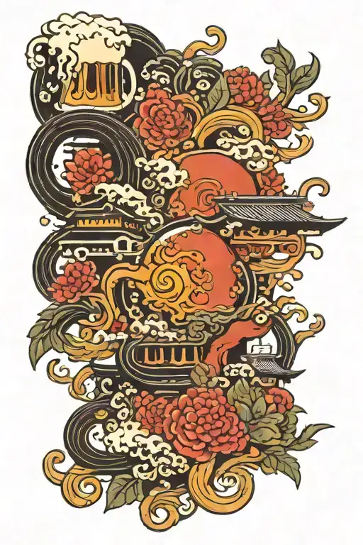 Beer City With Patterns In Black