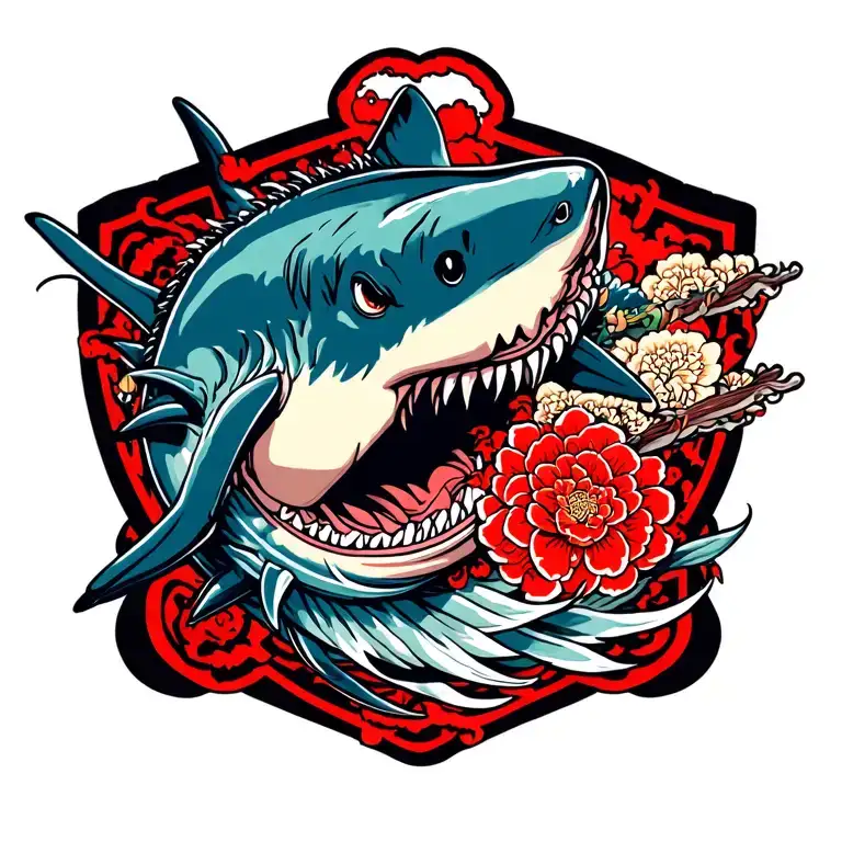 Yakuza Shark Back Tattoo Design