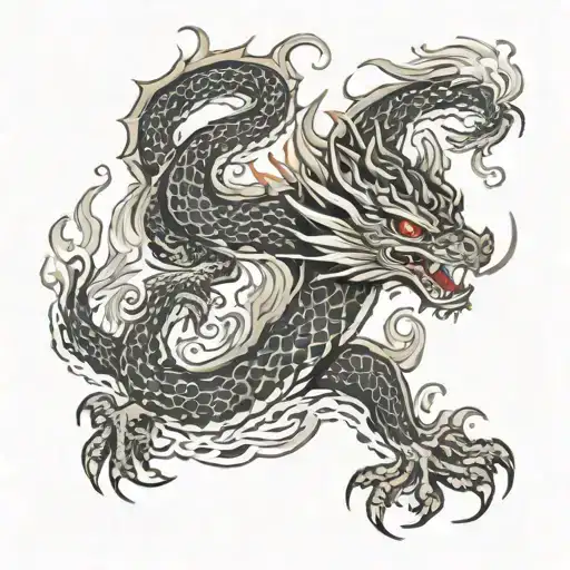 Dragon With Flames Surrounding