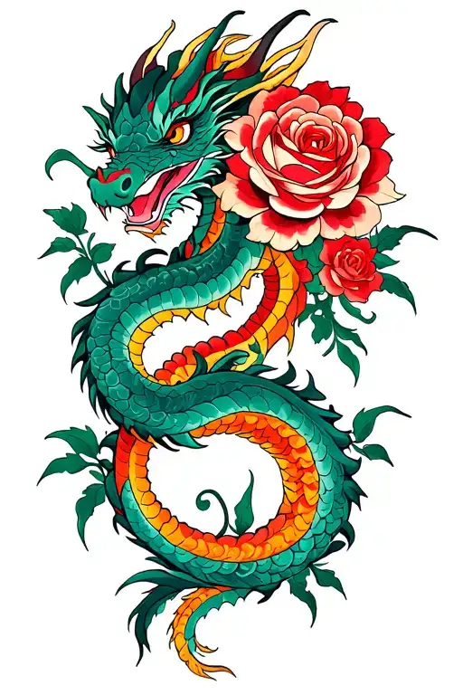 Dragon Tribal Roses Mixed