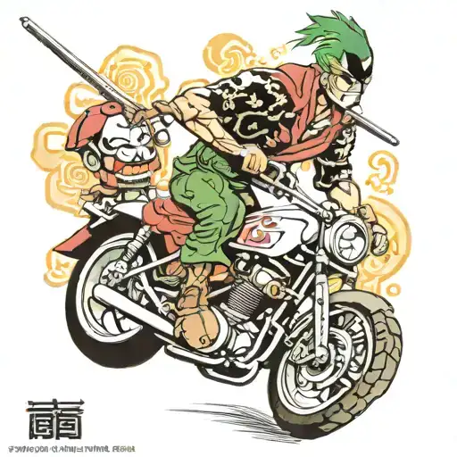 Zoro Riding A Motorcycle