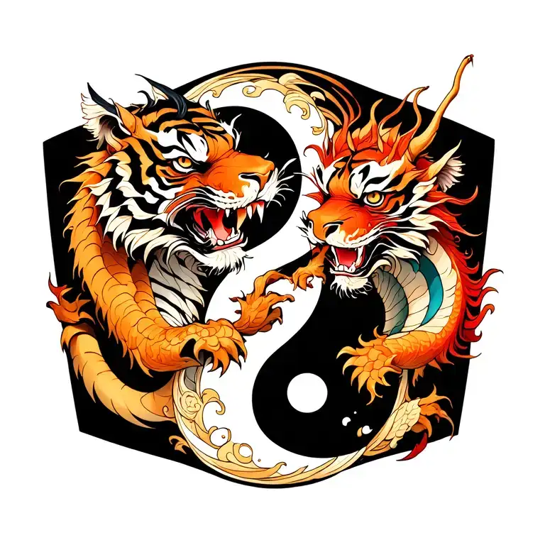 Yin Yang Tiger And Dragon