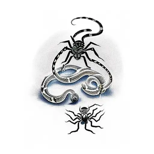 Katana In Front Of 2 Spider Lilily And An Snake Around Them