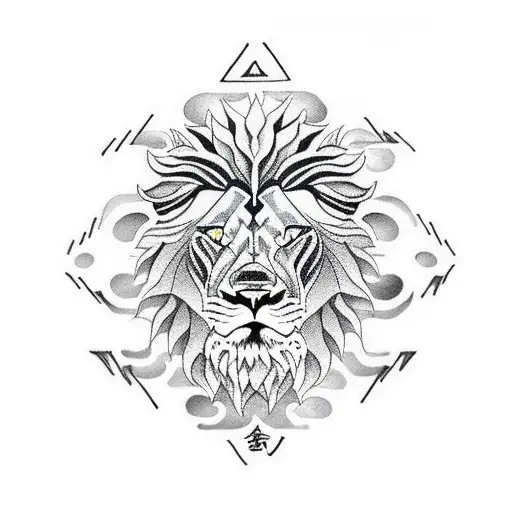 Lion Ocean Mountains Compass